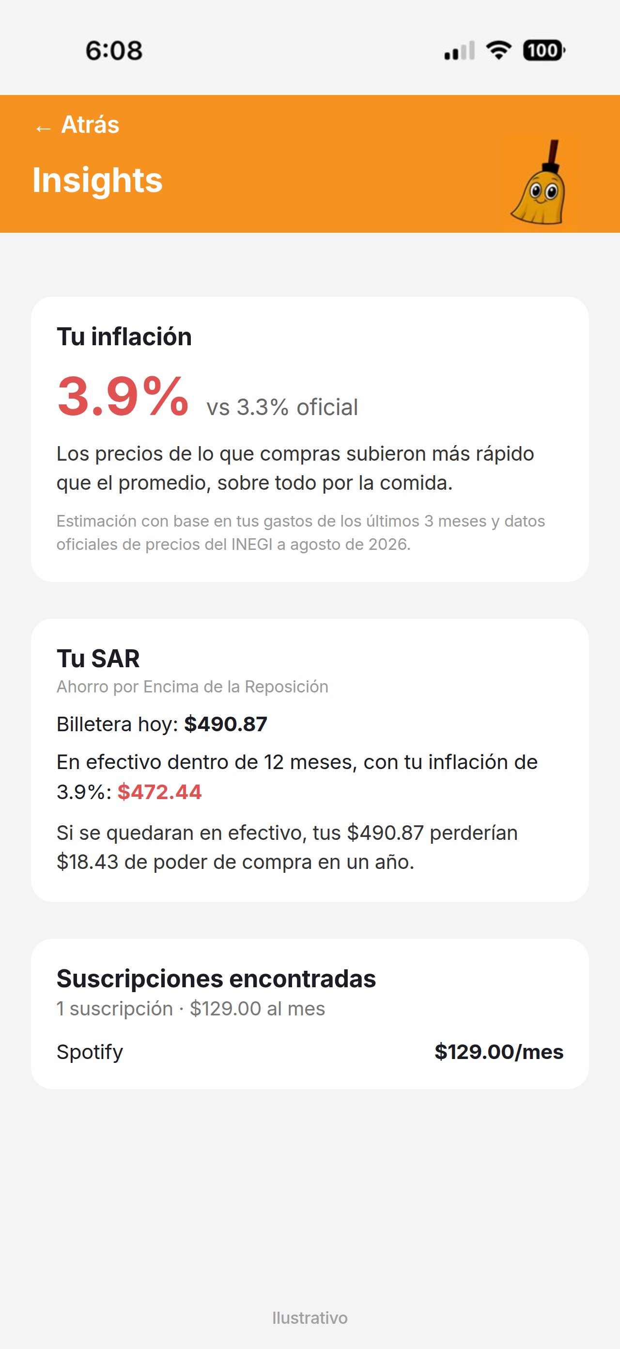 Pantalla de tu inflación