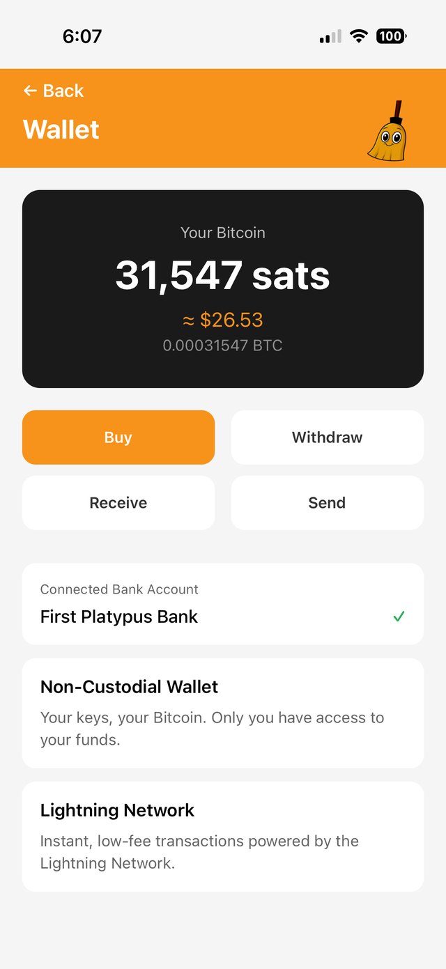 Wallet screen